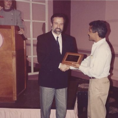 Receiving the Exec of the Year award from Hotel Jaragua