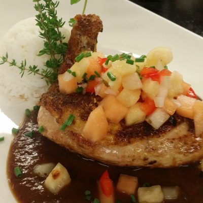 Sautéed Poularde Breast with Tamarind BBQ sauce and Tropical Fruit Salsa