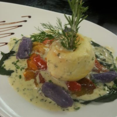 Red Snapper Flan with Crawfish Bisque