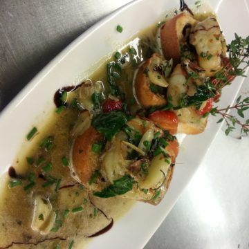 Jumbo Shrimp in a Toasted Garlic, Sauvignon Blanc, Butter Sauce