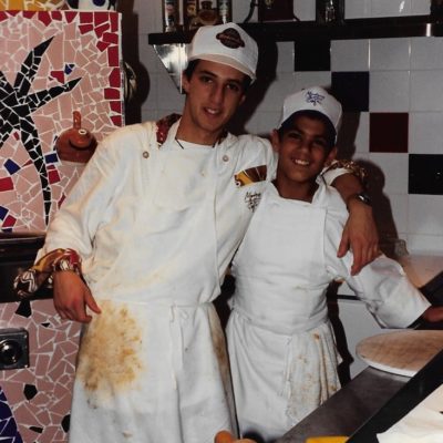 Alex and friend at the Pizza Station