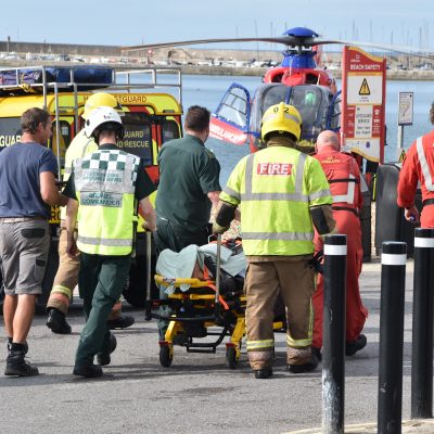 Arriving by the Helicopter.