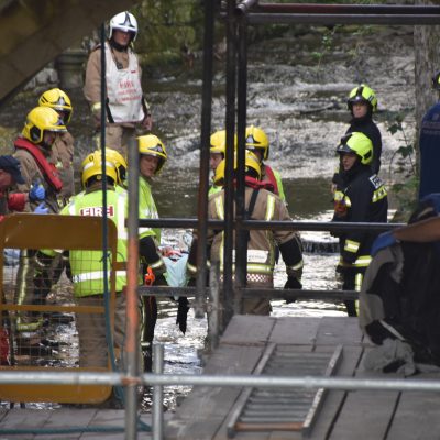 Rescue teams trying to get to the Victim