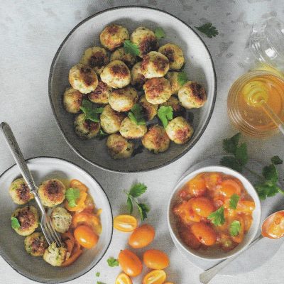 Chicken-Shrimp Fritters with Kumquat Sauce