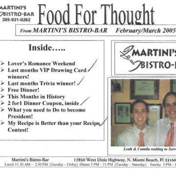 Newsletter from my Restaurant back in North Miami